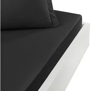 Drap-housse percale coton pour lit articulé Anthracite 140x190 cm pas cher