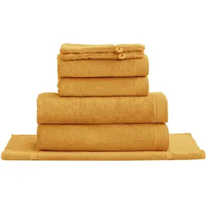 Sensei Maison Ensemble de bain avec tapis 7 pièces caramel pas cher
