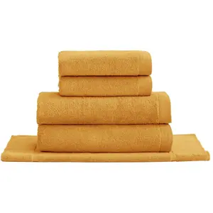 Sensei Maison Ensemble de bain avec tapis 5 pièces caramel pas cher