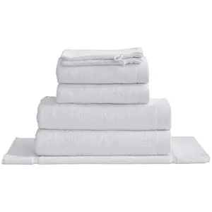 Sensei Maison Ensemble de bain avec tapis 7 pièces blanc pas cher