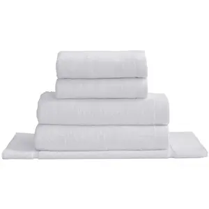Sensei Maison Ensemble de bain avec tapis 5 pièces blanc pas cher