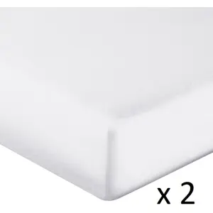 Sensei Maison Lot de 2 protège-matelas coton bonnet 30 cm 160 g/m² Blanc 90x200 cm pas cher