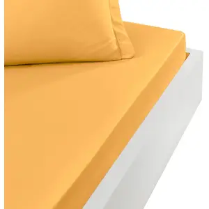 Drap housse en coton bonnet 30 cm  caramel 120x190 cm pas cher