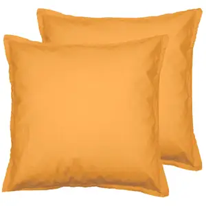 Lot de 2 taies d'oreiller en coton caramel 65x65 cm pas cher