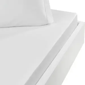 Drap housse en percale de coton Blanc 80x200 cm pas cher