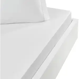 Sensei Maison Drap housse en flanelle de coton bonnet 30 cm blanc 140x190 cm pas cher