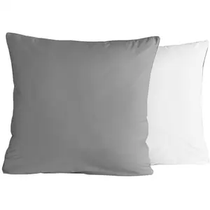Sensei Maison 2 taies d'oreiller bicolores en percale Gris/Blanc 65x65 cm pas cher