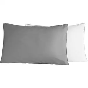 Sensei Maison 2 taies d'oreiller bicolores en percale Gris/Blanc 50x70 cm pas cher