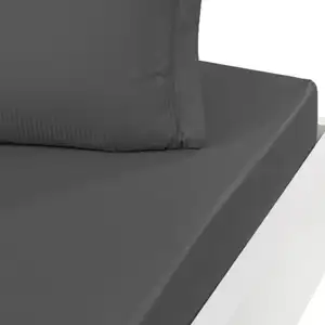 Sensei Drap housse uni en satin de coton Anthracite 140x190 cm pas cher