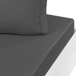 Drap housse uni en satin de coton Anthracite 90x190 cm