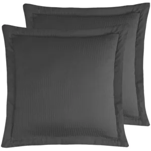 Sensei 2 taies d'oreiller rayées en satin de coton Anthracite 65x65 cm pas cher