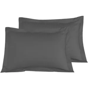 Sensei La Maison du Coton Lot de 2 taies d'oreiller rayées en satin de  anthracite 50x70 cm
