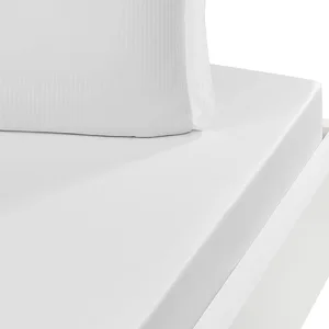 Drap housse uni en satin de coton Blanc 90x190 cm