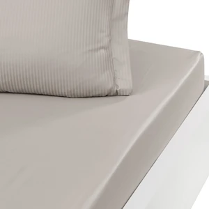 Drap housse uni en satin de coton Taupe 90x190 cm