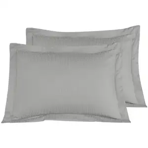 Sensei La Maison du Coton Lot de 2 taies d'oreiller rayées en satin de  gris acier 50x70 cm