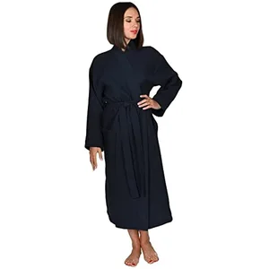 Sensei Maison - Peignoir Kimono Long - Nid d'abeille Spa - Uni - 210gr/m²- Taille : S - Marine pas cher