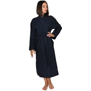 Sensei Maison - Peignoir Kimono Long - Nid d'abeille Spa - Uni - 210gr/m²- Taille : M - Marine pas cher