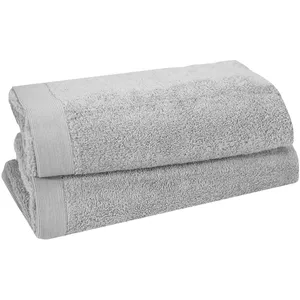 Sensei La Maison du Coton Lot de 2 serviettes de toilette 500 g/m² gris perle 50x90 cm pas cher