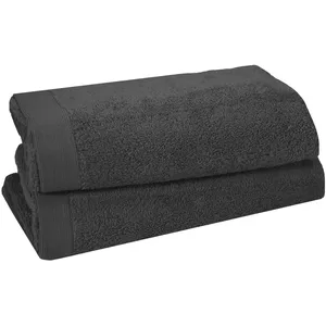 Lot de 2 serviettes de toilette 500 g/m² carbone 50x90 cm