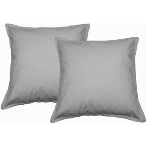 Sensei Maison Lot de 2 taies d'oreiller en flanelle de coton Gris Perle 65x65 cm pas cher