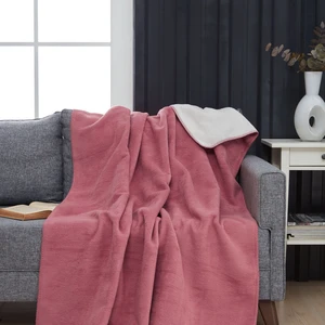 Sensei Maison Plaid bi-face chaud Framboise 130x170 cm pas cher