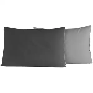 Sensei Maison 2 taies d'oreiller bicolores en percale Anthracite/Gris 50x70 cm pas cher