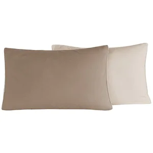 Sensei Maison Lot de 2 taies d'oreiller bicolores en percal taupe/ficelle 50x70 cm pas cher