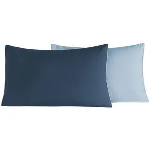 Sensei Maison 2 taies d'oreiller bicolores en percale Indigo/Nuage 50x70 cm pas cher