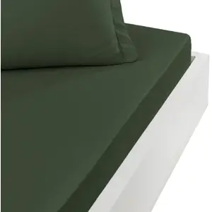 Sensei Maison Drap housse en percale de coton Eucalyptus 160x200 cm pas cher