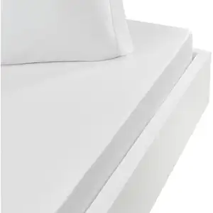 Sensei Maison Drap housse en percale lavée bonnet 30 cm blanc 160x200 cm pas cher