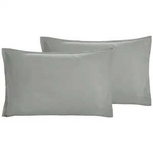 Sensei Maison Lot de 2 taies d'oreiller en percale lavée gris perle 50x70 cm pas cher