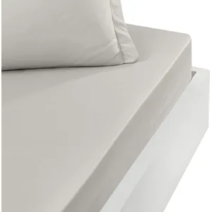 Sensei Drap housse en percale bonnet 40cm Gris Perle 90x200 cm pas cher