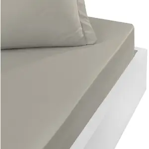 Drap housse en percale bonnet 40cm Gris Perle 140x200 cm pas cher