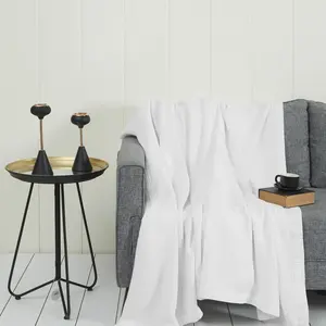 Sensei Maison Plaid gansé en gaze de coton blanc 130x170 cm pas cher