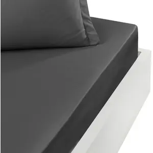 Comparateur de prix : Drap housse en percale bonnet 40cm Anthracite 180x200 cm