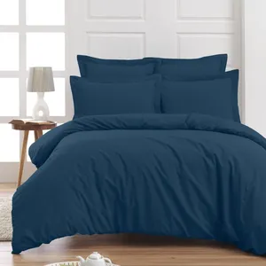 Sensei La Maison du Coton Drap housse en percale bonnet 40cm Indigo 200x200 cm pas cher