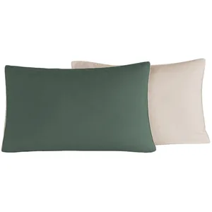 Sensei Maison 2 taies d'oreiller bicolores en percale Eucalyptus/Ficelle 50x70 cm pas cher