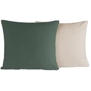 Sensei Maison 2 taies d'oreiller bicolores en percale Eucalyptus/Ficelle 65x65 cm pas cher