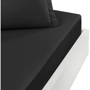 Sensei Maison Drap housse en percale bonnet 40cm Anthracite 140x190 cm pas cher