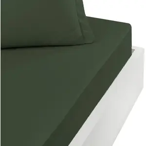 Drap housse en percale bonnet 40cm Eucalyptus 90x200 cm pas cher