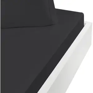 Sensei Maison Drap housse en flanelle de coton bonnet 30 cm anthracite 180x200 cm pas cher