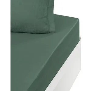 Sensei Maison Drap housse satin de coton bonnet 40 cm Eucalyptus 90x200 cm pas cher