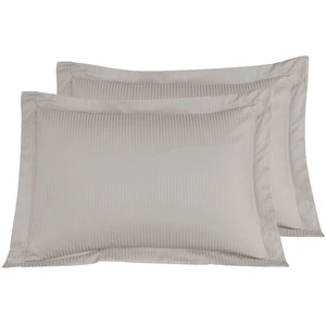 Sensei Lot de 2 taies d'oreiller rayées en satin de taupe 50x70 cm pas cher
