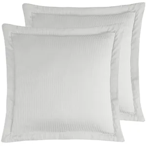 Sensei 2 taies d'oreiller rayées en satin de coton Blanc 65x65 cm pas cher