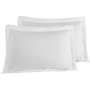 Sensei Lot de 2 taies d'oreiller rayées en satin de blanc 50x70 cm pas cher