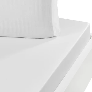 Drap housse uni en satin de coton Blanc 140x190 cm pas cher
