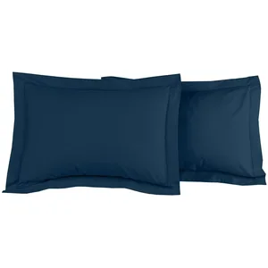 Sensei Lot de 2 taies d'oreiller en percale de coton indigo 50x70 cm pas cher