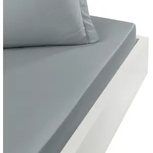 Drap housse en percale de coton Galet 80x200 cm pas cher