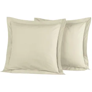 Comparateur de prix : Lot de 2 taies d'oreiller en percale de coton ficelle 65x65 cm