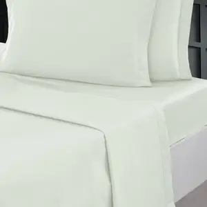 Sensei - Drap Plat Plat Percale UNI - - Blanc, Coton, 180x290 pas cher